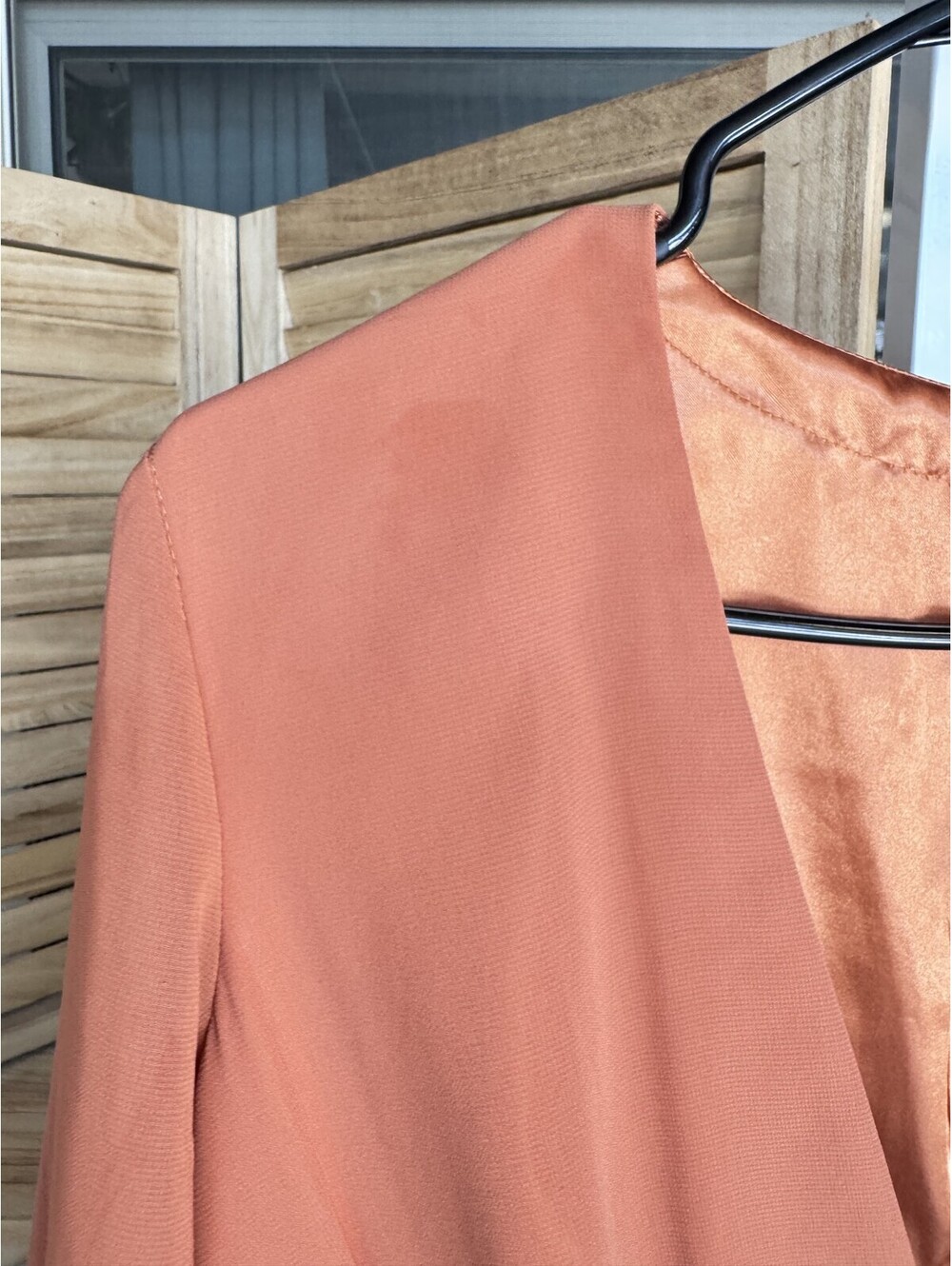 Ieena for Mac Duggal Copper Long Sleeve Wrap Maxi Dress Sz 12 - Picture 3 of 5